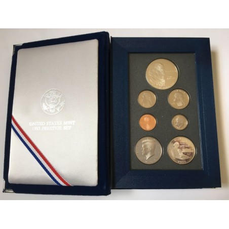 THE 1993 BILL OF RIGHTS COMMEMORATIVE COINS. PRESTIGE SET, 7 PROOF COINS U.S. MINT. With box