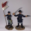 W. BRITAIN 17566 ACW COMPANY OFFICER AND GUIDON BEARER UNION CAVALRY FOOT (2 pieces)