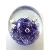SPHERICAL GLASS PAPERWEIGHT: COBALT COLOR AND BUBBLES RISING FROM THE BOTTOM