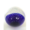 SPHERICAL GLASS PAPERWEIGHT: COBALT COLOR AND CONTROLLED LITTLE BUBBLES