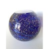 SPHERICAL GLASS PAPERWEIGHT: COBALT COLOR w/ BLUE AND GOLD SWIRL