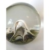 SPHERICAL GLASS PAPERWEIGHT:  YELLOW SWIRL AND BIG BUBBLE STAR
