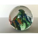SPHERICAL GLASS PAPERWEIGHT: BOTTOM OF THE SEA, FISHES AND LITTLE BUBBLES