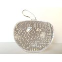 SOLID CLEAR GLASS APPLE PAPERWEIGHT WITH CONTROLLED BUBBLES