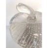 SOLID CLEAR GLASS APPLE PAPERWEIGHT WITH CONTROLLED BUBBLES