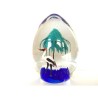 OVOID EGG GLASS PAPERWEIGHT: PALM TREE AND STORK
