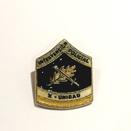 PIN DE SOLAPA DE LA UNIDAD DE INTERVENCION POLICIAL (UIP)  X - UNIDAD, DISTINTIVO AMARILLO (E-056)