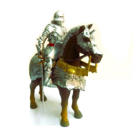 Medieval 1/32 Mounted Knight in Gothic Armor Painted Cavalry Metal Toy Soldiers 