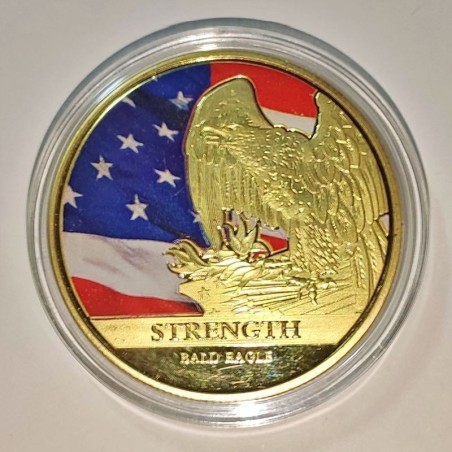 COMMEMORATIVE TOKEN STRENGTH AND FREEDOM. BALD EAGLE AND STAR SPANGLED BANNER. SOUVENIR COLLECTION