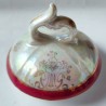 NATURE-DECORATED SMALL CERAMIC TEAPOT/BOX. MID 20th CENTURY. VINTAGE CRYSTAL & CERAMICS COLLECTION (VYC-15)