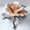SMALL WHITE CERAMIC STATUE OF BEAUTIFUL ROSE. MID 20th CENTURY. VINTAGE CRYSTAL & CERAMICS COLLECTION (VYC-18)