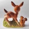 NATURAL SCENE DEER AND SQUIRREL CERAMIC STATUE. MID 20th CENTURY. VINTAGE CRYSTAL & CERAMICS COLLECTION (VYC-22)