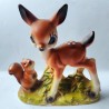 NATURAL SCENE DEER AND SQUIRREL CERAMIC STATUE. MID 20th CENTURY. VINTAGE CRYSTAL & CERAMICS COLLECTION (VYC-22)