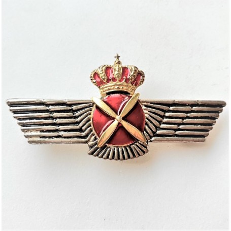 BADGE OF THE SPANISH AIR FORCE. PILOT WINGS (9 cm) "ROKISKI" NAMED, Circa 90's Current Design, HM KING JUAN CARLOS I ERA (E-124)
