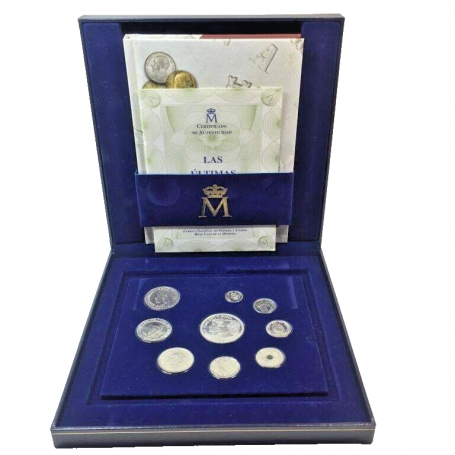 SPAIN COINS. COLLECTION 2001 THE LAST PESETAS OF SILVER OF THE FNMT. WITH CASE