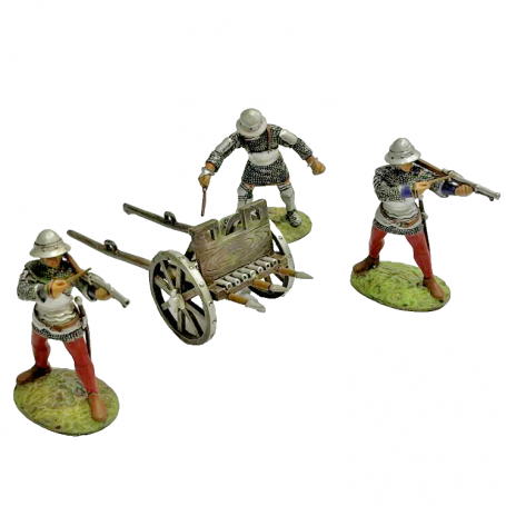 ARTILLERY PLUS TWO GUNNERS, 12th CENTURY. SET OF 3. SCALE 1:32 ALTAYA FRONTLINE MEDIEVAL MOUNTED KNIGHTS OF THE MIDDLE AGES